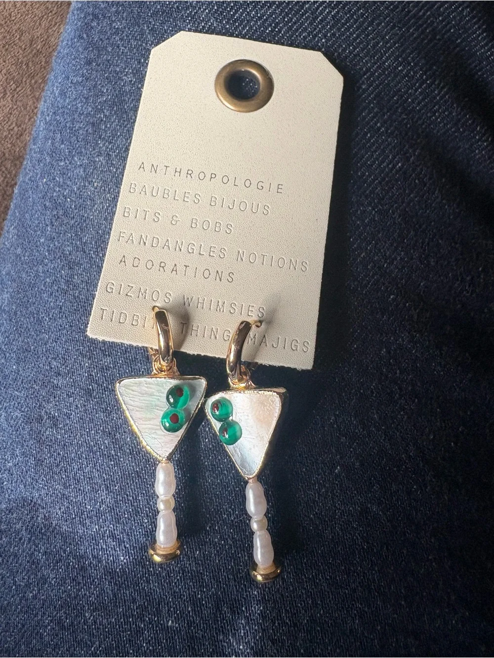 Anthropologie Festive Icon Martini Earrings - Picture 2 of 4